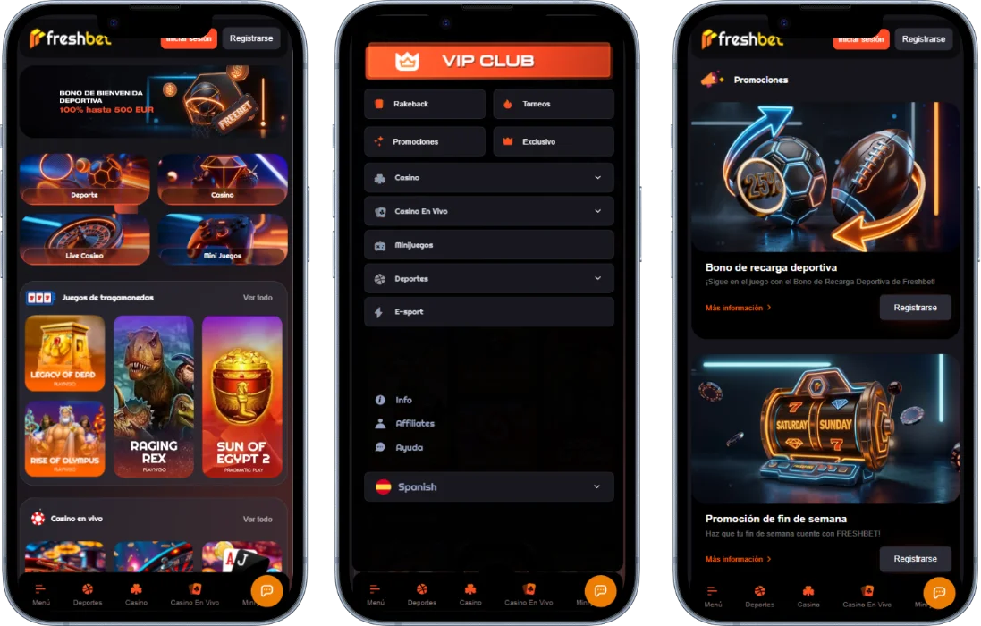 Freshbet Casino Versión para móvil